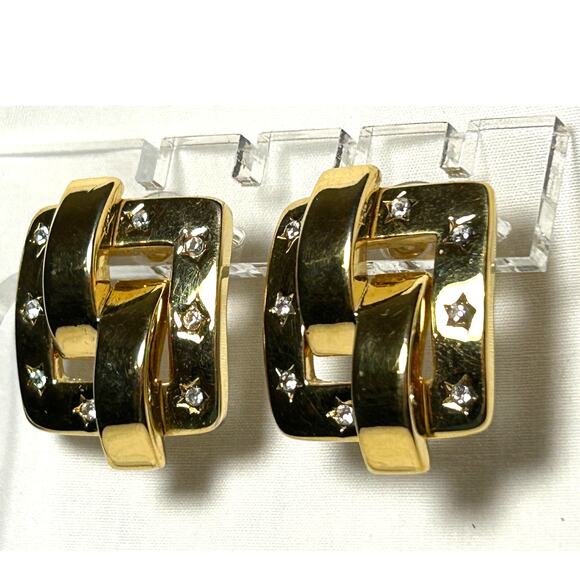 Joan Rivers Vintage Gold Plated Rhinestone Star Earrings - Picture 6 of 10